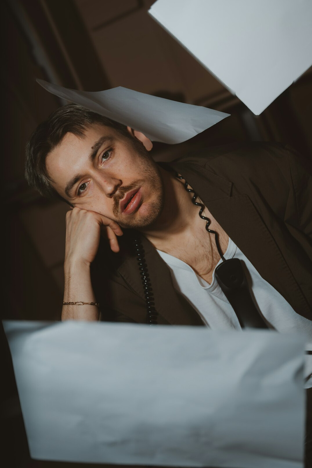 detective thinking in office